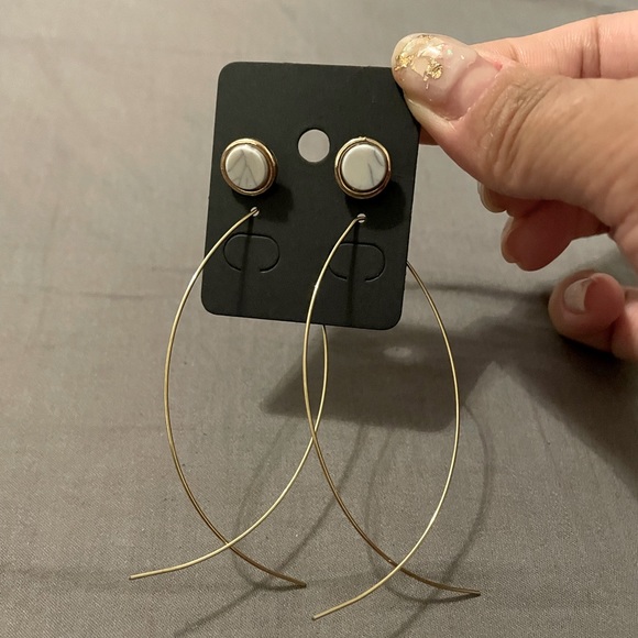 2-pair marble and gold earrings set - Picture 2 of 2